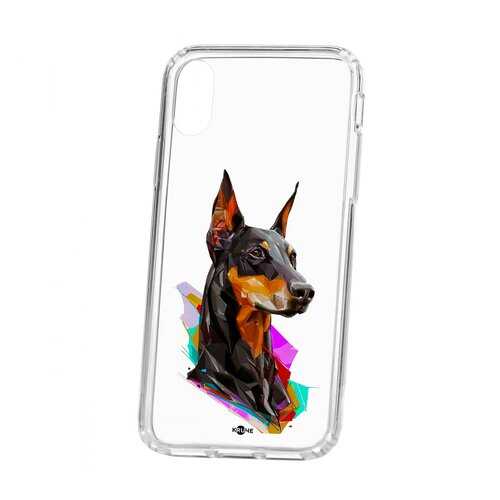Чехол Apple iPhone X Kruche Print Доберман в Фианит-Ломбард