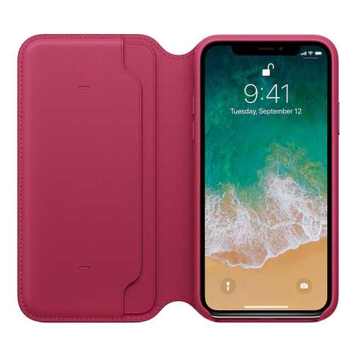 Чехол Apple Leather Folio для Apple iPhone X Лесная ягода в Фианит-Ломбард