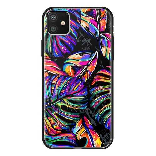 Чехол Deppa Glass Case для Apple iPhone 11 Листья в Фианит-Ломбард