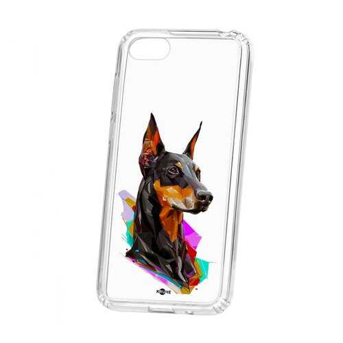 Чехол Huawei Honor 7A Kruche Print Доберман в Фианит-Ломбард