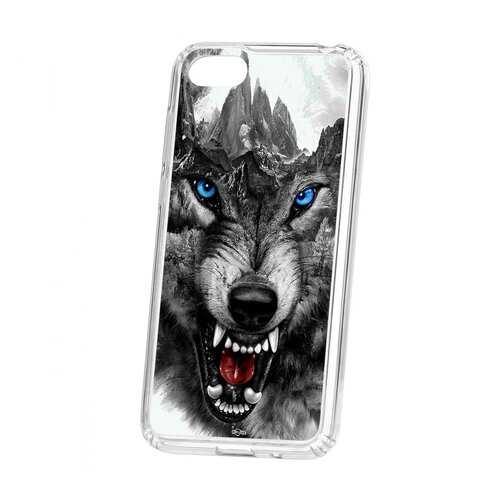 Чехол Huawei Honor 7A Kruche Print Волк в Фианит-Ломбард