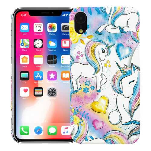 Чехол KAWAI для iPhone XRЕдинороги в акварели в Фианит-Ломбард