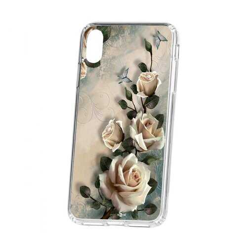 Чехол Kruche Apple iPhone XS Max Print Белые розы в Фианит-Ломбард
