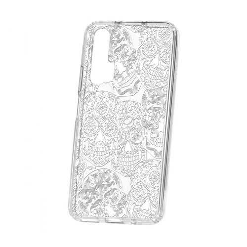 Чехол Kruche Huawei Honor 20 Pro Print Skull White в Фианит-Ломбард