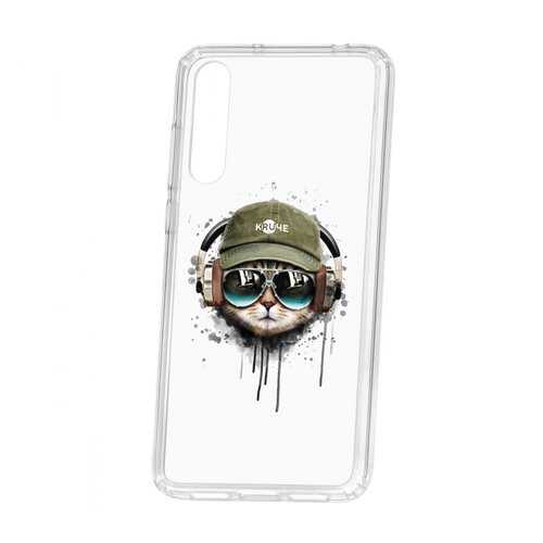 Чехол Kruche Huawei P20 Pro (Plus) Print Кот в наушниках в Фианит-Ломбард