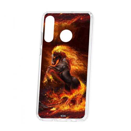 Чехол Kruche Huawei P30 Lite Print Конь огонь в Фианит-Ломбард