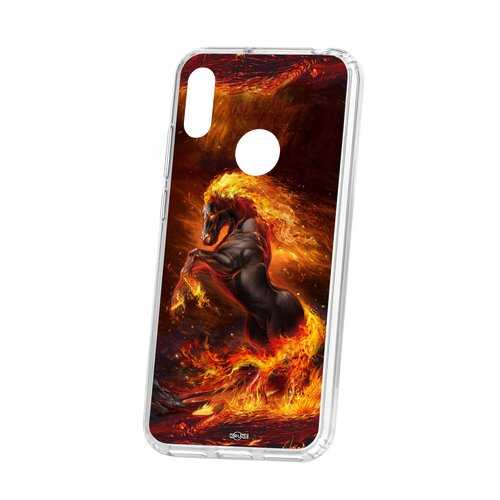 Чехол Kruche Huawei Y6 2019 Print Конь огонь в Фианит-Ломбард