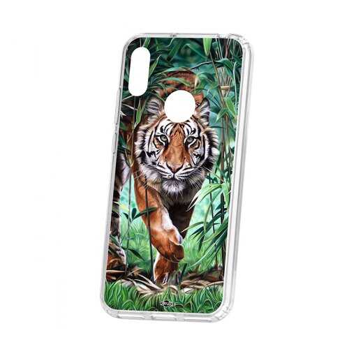 Чехол Kruche Huawei Y6 2019 Print Крадущийся тигр в Фианит-Ломбард