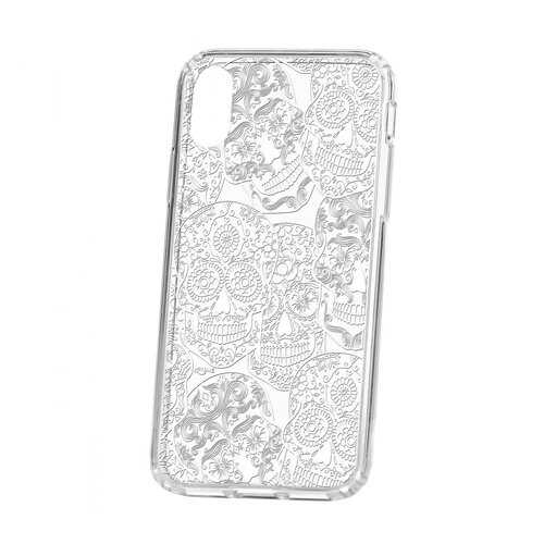 Чехол Kruche iP X Print Skull White в Фианит-Ломбард