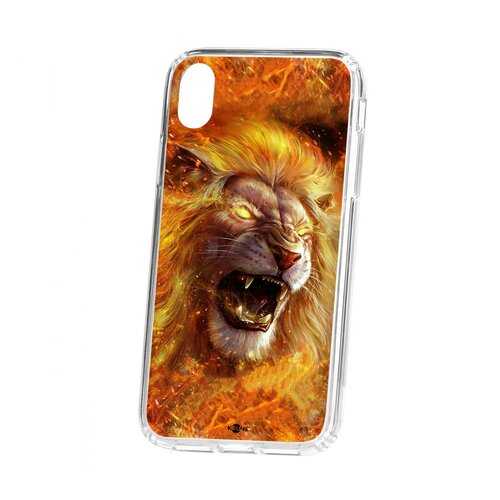 Чехол Kruche iP XR Print Лев в Фианит-Ломбард