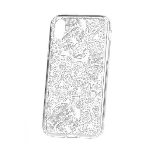 Чехол Kruche iP XR Print Skull White в Фианит-Ломбард