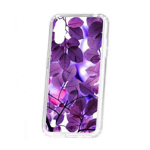 Чехол Kruche Samsung Galaxy A01/A015 Print Purple leaves в Фианит-Ломбард