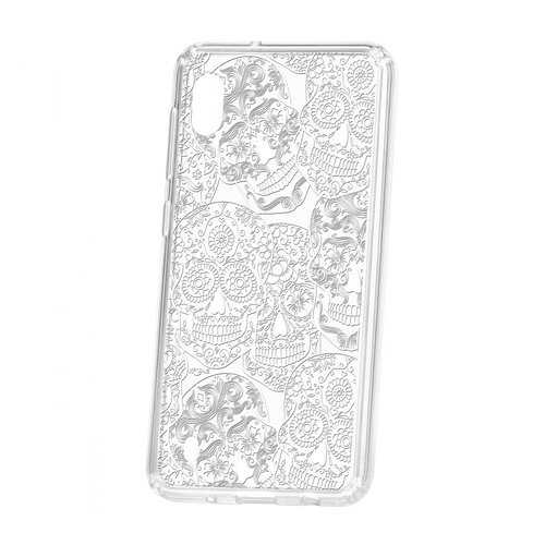 Чехол Kruche Samsung Galaxy A10 2019 Print Skull White в Фианит-Ломбард