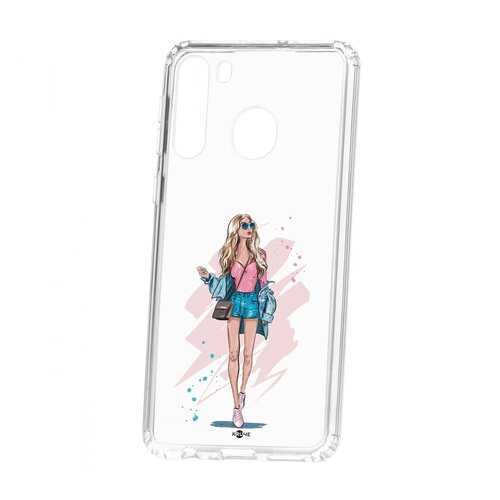 Чехол Kruche Samsung Galaxy A21 Print Fashion Girl в Фианит-Ломбард