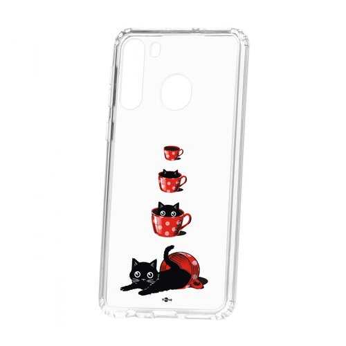 Чехол Kruche Samsung Galaxy A21 Print Котенок в чашке в Фианит-Ломбард