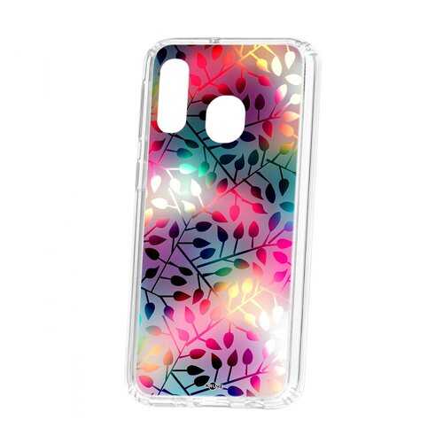 Чехол Kruche Samsung Galaxy A40 2019 Print Цветные листья в Фианит-Ломбард