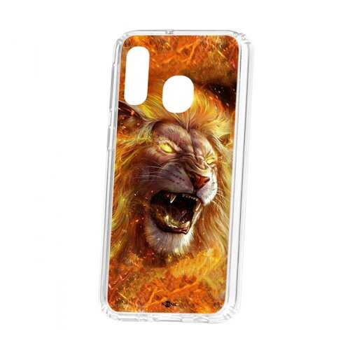 Чехол Kruche Samsung Galaxy A40 2019 Print Лев в Фианит-Ломбард