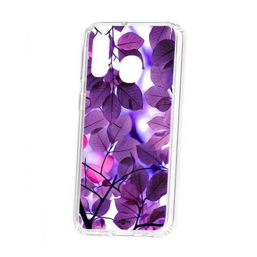 Чехол Kruche Samsung Galaxy A40 2019 Print Purple leaves в Фианит-Ломбард