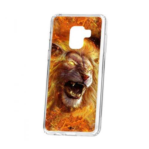 Чехол Kruche Samsung Galaxy A8 2018 (A530) Print Лев в Фианит-Ломбард