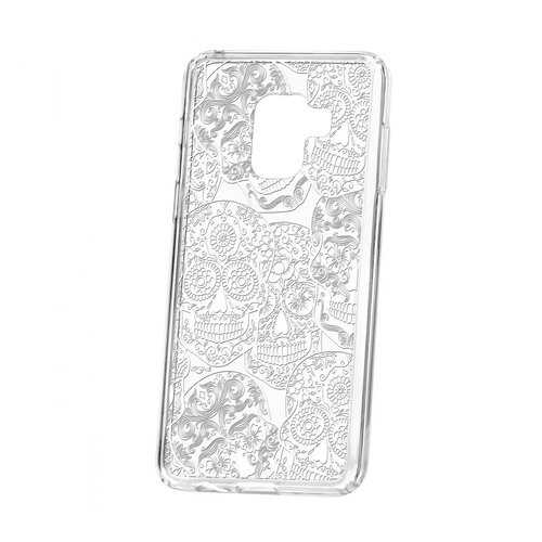Чехол Kruche Samsung Galaxy A8 2018 (A530) Print Skull White в Фианит-Ломбард