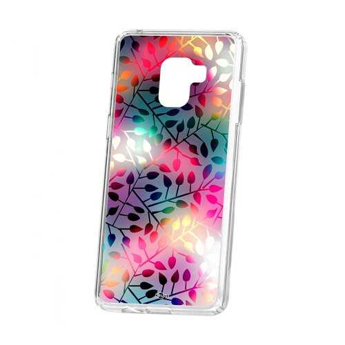Чехол Kruche Samsung Galaxy A8+ 2018 (A730) Print Цветные листья в Фианит-Ломбард