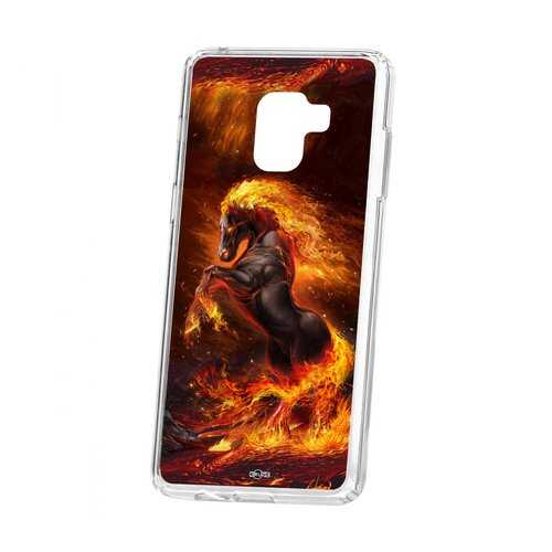 Чехол Kruche Samsung Galaxy A8+ 2018 (A730) Print Конь огонь в Фианит-Ломбард