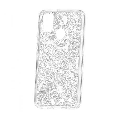 Чехол Kruche Samsung Galaxy M30S Print Skull White в Фианит-Ломбард