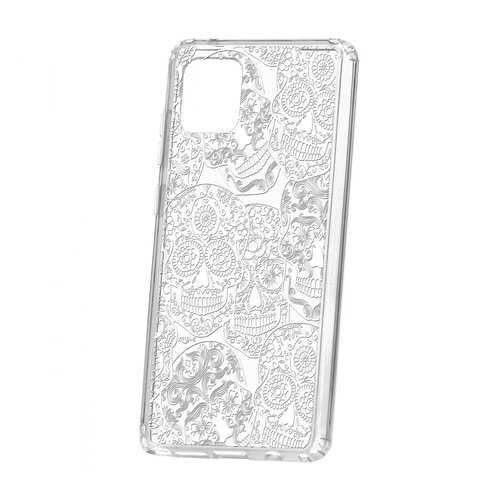 Чехол Kruche Samsung Galaxy Note 10 Lite Print Skull White в Фианит-Ломбард
