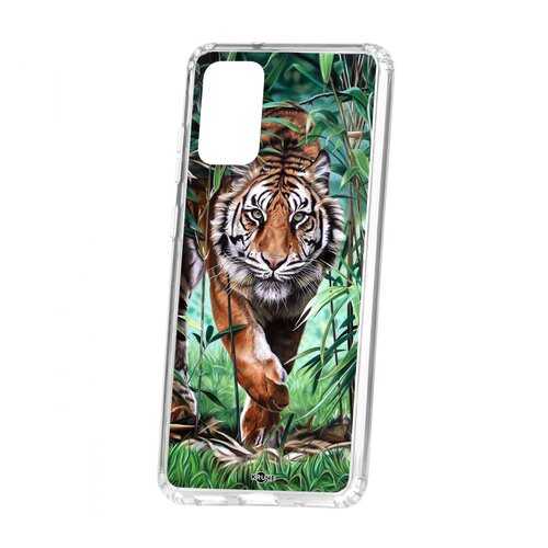 Чехол Kruche Samsung Galaxy S20 Plus Print Крадущийся тигр в Фианит-Ломбард