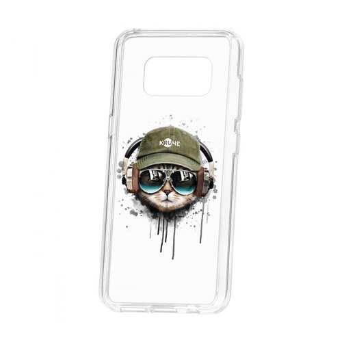 Чехол Kruche Samsung Galaxy S8 Print Кот в наушниках в Фианит-Ломбард