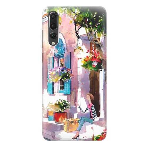 Чехол RE:PA для Huawei P20 Pro с принтом Девочка на цветущей улочке в Фианит-Ломбард
