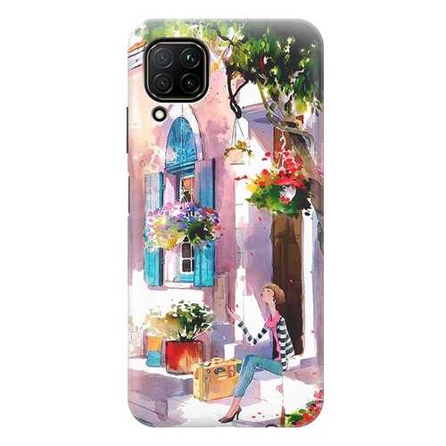 Чехол RE:PA для Huawei P40 Lite с принтом Девочка на цветущей улочке в Фианит-Ломбард