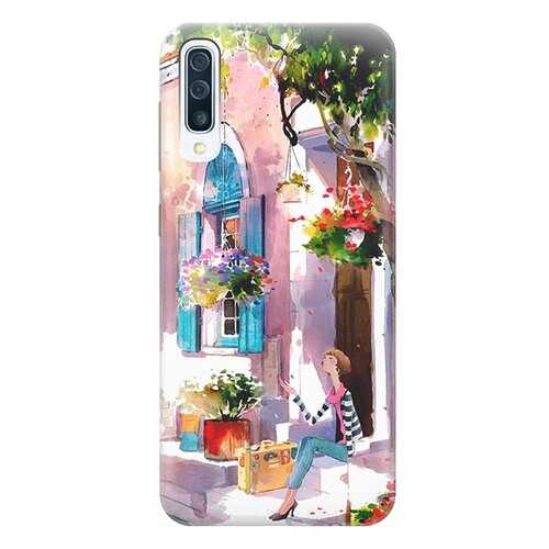 Чехол RE:PA для Samsung Galaxy A50 с принтом Девочка на цветущей улочке в Фианит-Ломбард