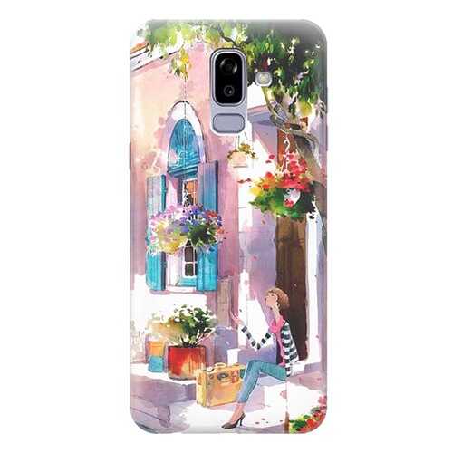 Чехол RE:PA для Samsung Galaxy J8 2018 (J810F) с принтом Девочка на цветущей улочке в Фианит-Ломбард