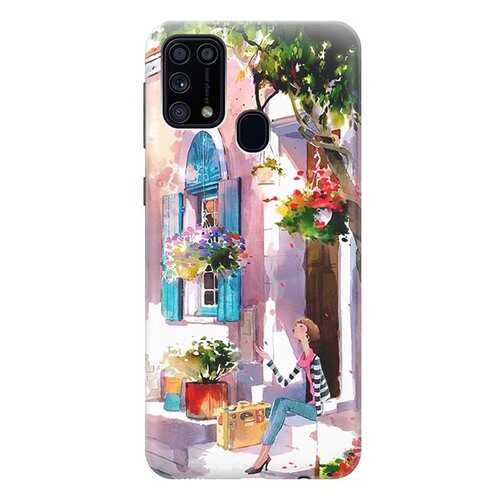 Чехол RE:PA для Samsung Galaxy M31 с принтом Девочка на цветущей улочке в Фианит-Ломбард