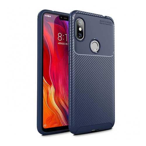 Чехол с текстурой Карбон для Xiaomi Redmi Note 6 Pro Blue в Фианит-Ломбард