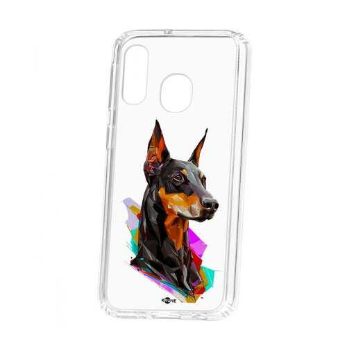 Чехол Samsung Galaxy A40 2019 Kruche Print Доберман в Фианит-Ломбард