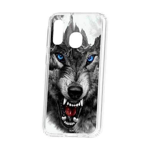 Чехол Samsung Galaxy A40 Kruche Print Волк в Фианит-Ломбард