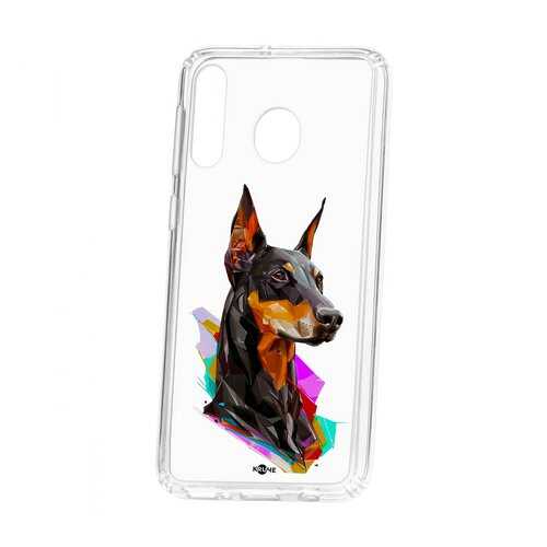 Чехол Samsung Galaxy M30 Kruche Print Доберман в Фианит-Ломбард