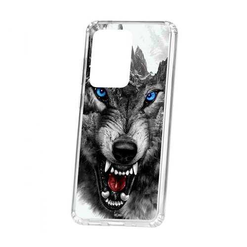 Чехол Samsung Galaxy S20 Ultra Kruche Print Волк в Фианит-Ломбард