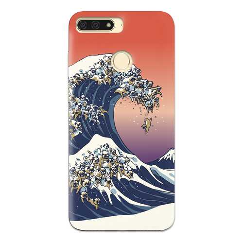 Чехол СМАКС The Great Wave of Pug для Huawei Honor 7C/Y6 Prime (2018) в Фианит-Ломбард