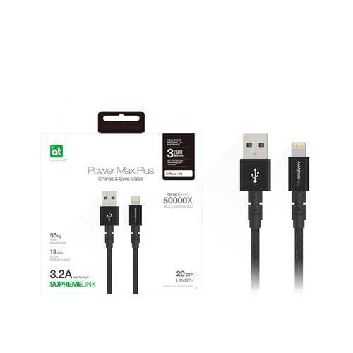 Кабель Amazingthing SupremeLink MFi Power Max Plus USB-iP Black 0.2m 3.2A в Фианит-Ломбард