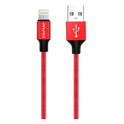 кабель lightning, 2A, 1м., металл/текстиль, красный, CL-60-RED, AWEI в Фианит-Ломбард
