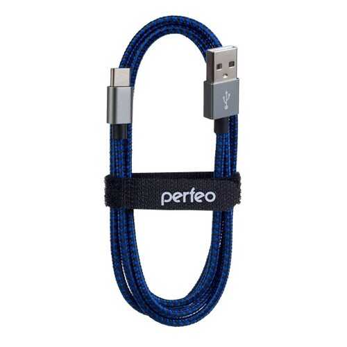 Кабель Perfeo USB2.0 A вилка - USB Type-C вилка, черно-синий, длина 1 м. (U4903) в Фианит-Ломбард