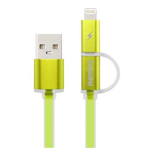 Кабель REMAX Aurora 2 в 1 (micro USB + iPhone Lightning) 1m, Green в Фианит-Ломбард