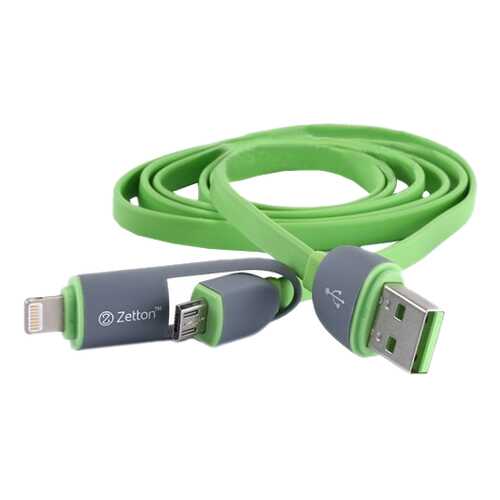 Кабель Zetton Lightning 1м Green (ZTLSUSB2IN1BG) в Фианит-Ломбард