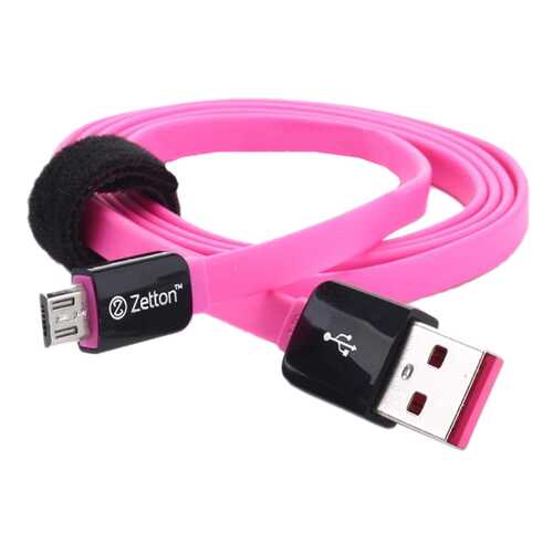 Кабель Zetton microUSB 1м Pink/Black (ZTLSUSBFCMCBP) в Фианит-Ломбард