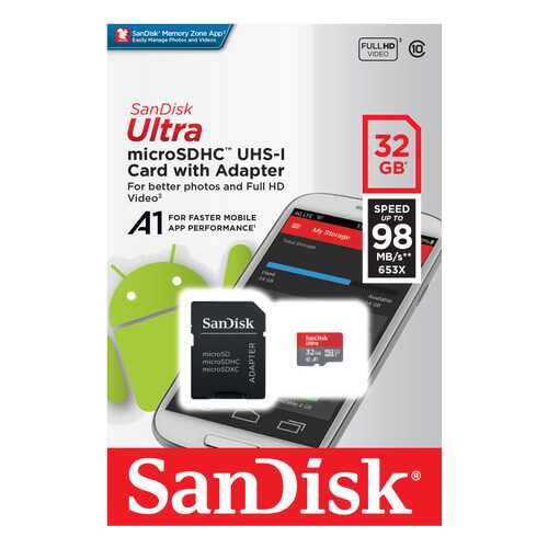 Карта памяти SanDisk Micro SDHC SDSQUAR-032G-GN6MA 32GB в Фианит-Ломбард