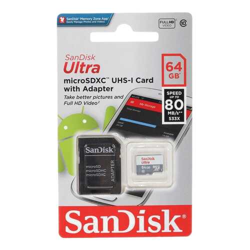 Карта памяти Sandisk Micro SDXC SDSQUNS-064G-GN3MA 64GB в Фианит-Ломбард