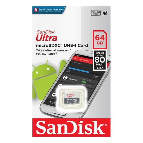 Карта памяти SanDisk Micro SDXC SDSQUNS-064G-GN3MN 64GB в Фианит-Ломбард